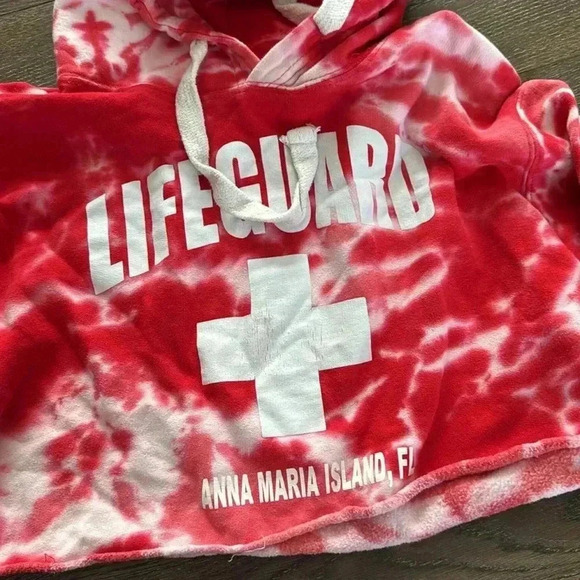 Set of 2 Lifeguard cropped sweatshirts. Anna Maria Island. Size small and XL. - Picture 2 of 5